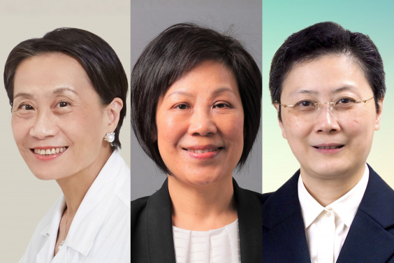 From left: Professor Karen Lam Siu-ling, Professor Irene Ng Oi-lin and Professor Vivian Yam Wing-wah